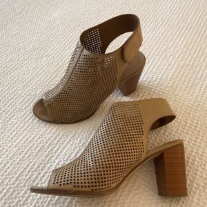 Peep-toe heeled booties